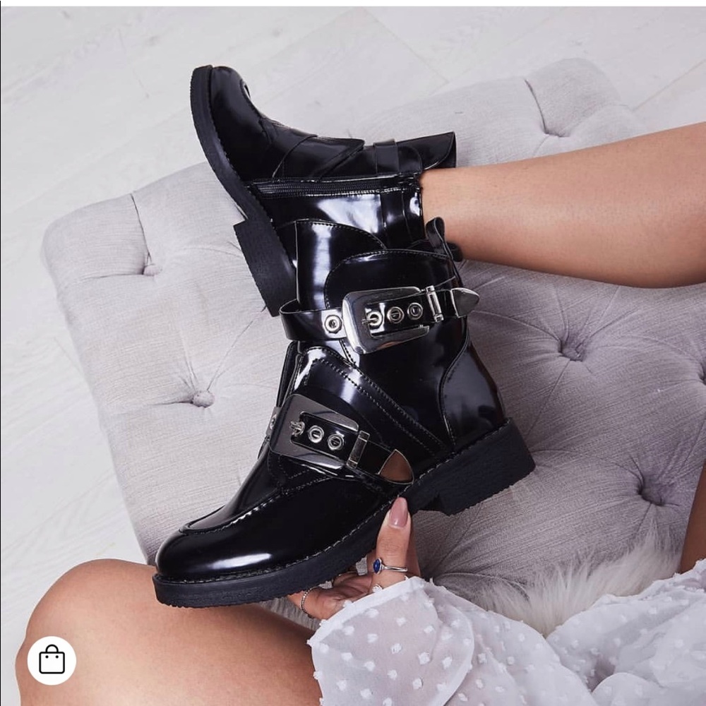 Patent Leather Combat Boots